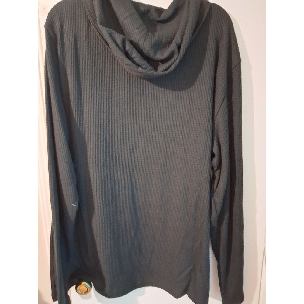 Blue Ice Men's Black Waffle Knit Pullover Hoodie Kangaroo Pocket 2XL MPN - Picture 5 of 5
